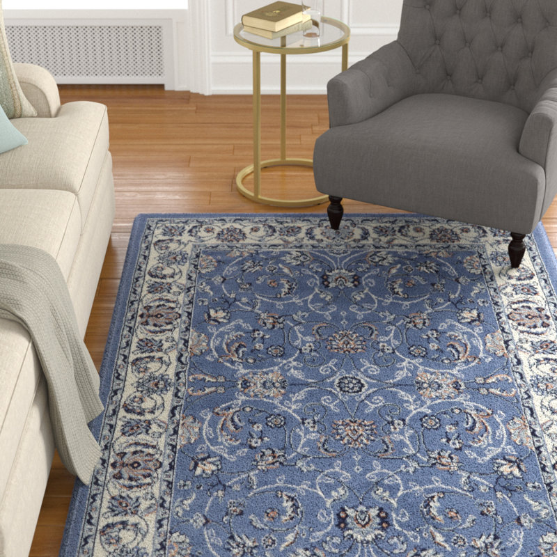 Astoria Grand Lilly Traditional Border Blue/Ivory Area Rug & Reviews Wayfair